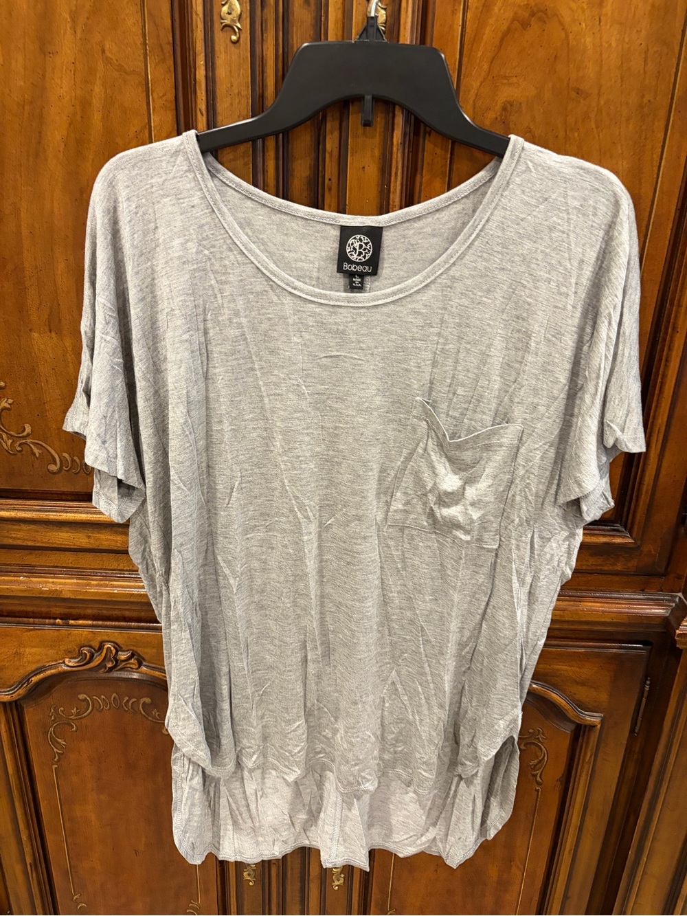 bobeau Light Gray Short Sleeve Pocket Tunic